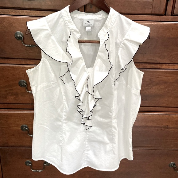 Worthington Women’s Sleeveless Ruffle Front Blouse - Picture 1 of 7